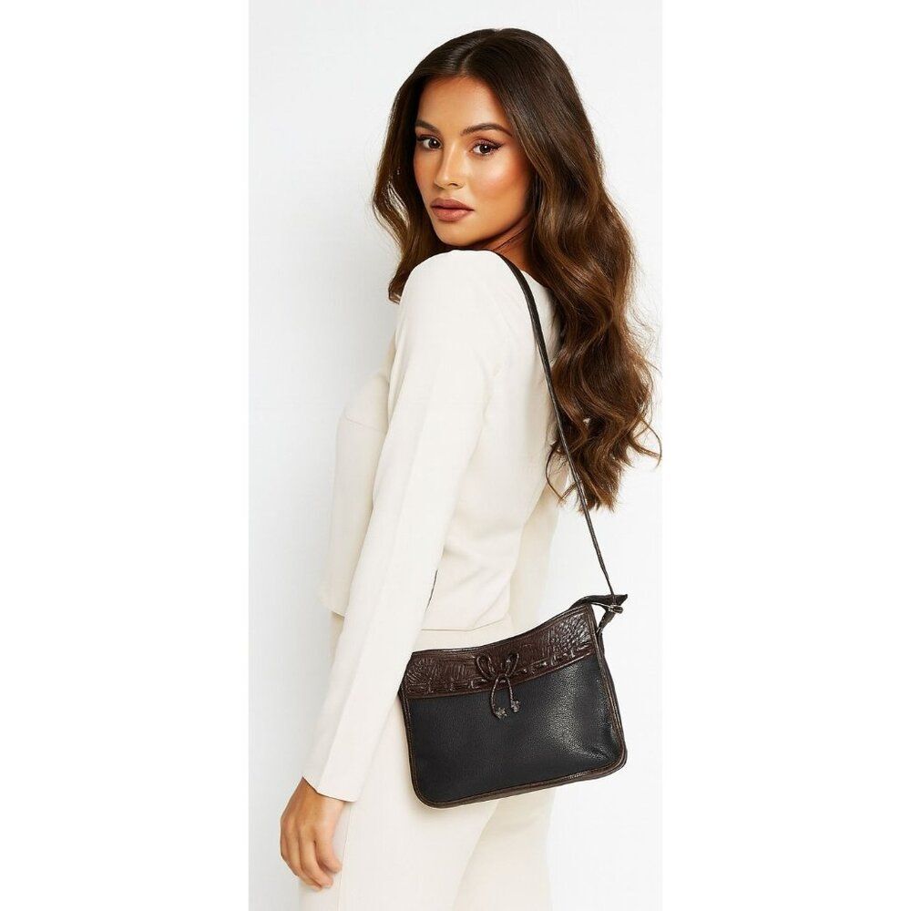 Brighton Shoulder Bag Black Leather Purse Handbag Emma Vintage 80 WOMEN'S WOMANS